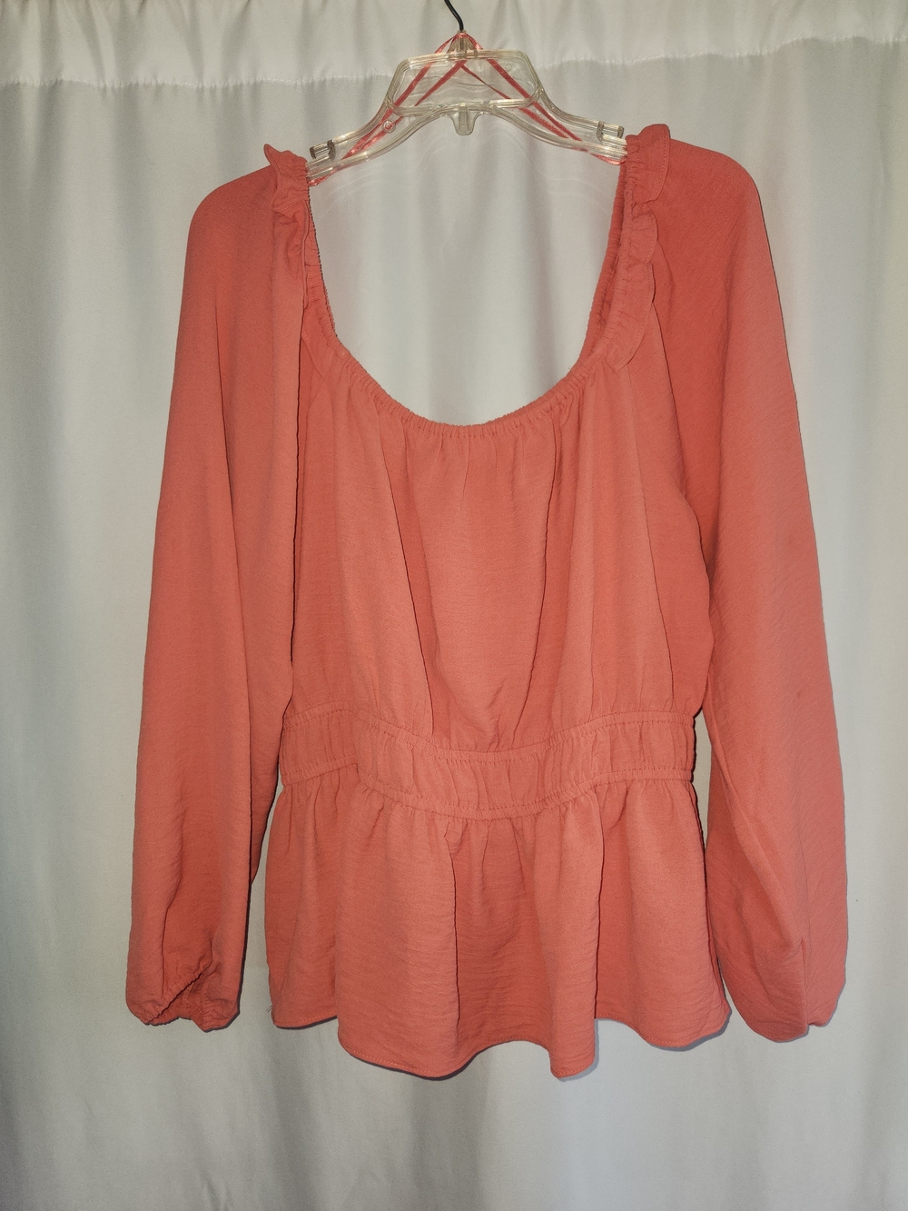 Nine West Coral Peplum Long-Sleeve Blouse #flattering #boho #romantic #tropical